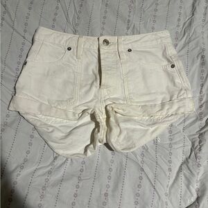 We The Free White Jean Shorts Distressed Cut-Off Style